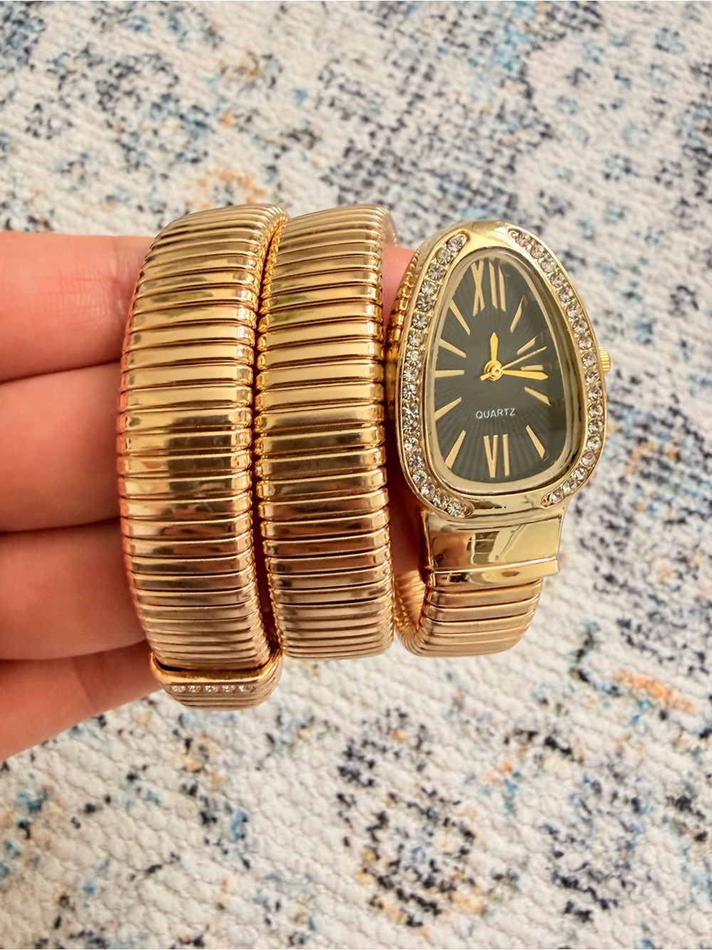 Serpenti Gold Coil Wrap Bracelet Watch with Black Dial - Picture 2 of 6